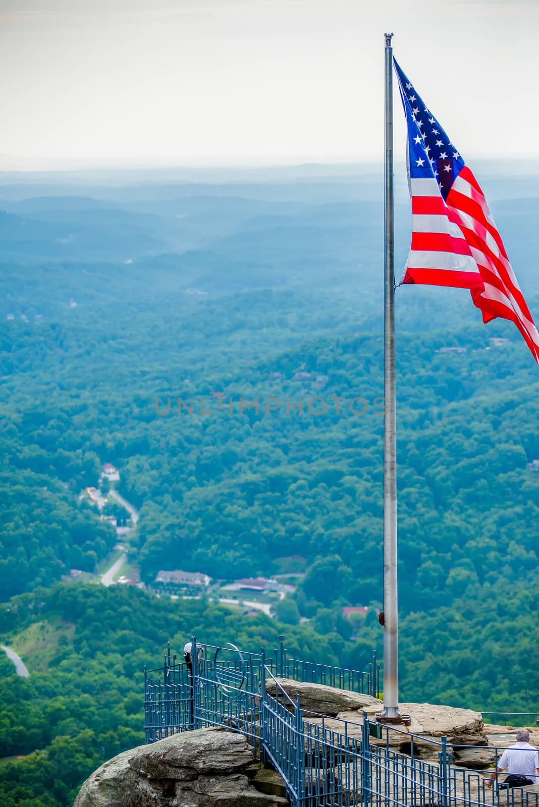 chimney rock and american flag by digidreamgrafix