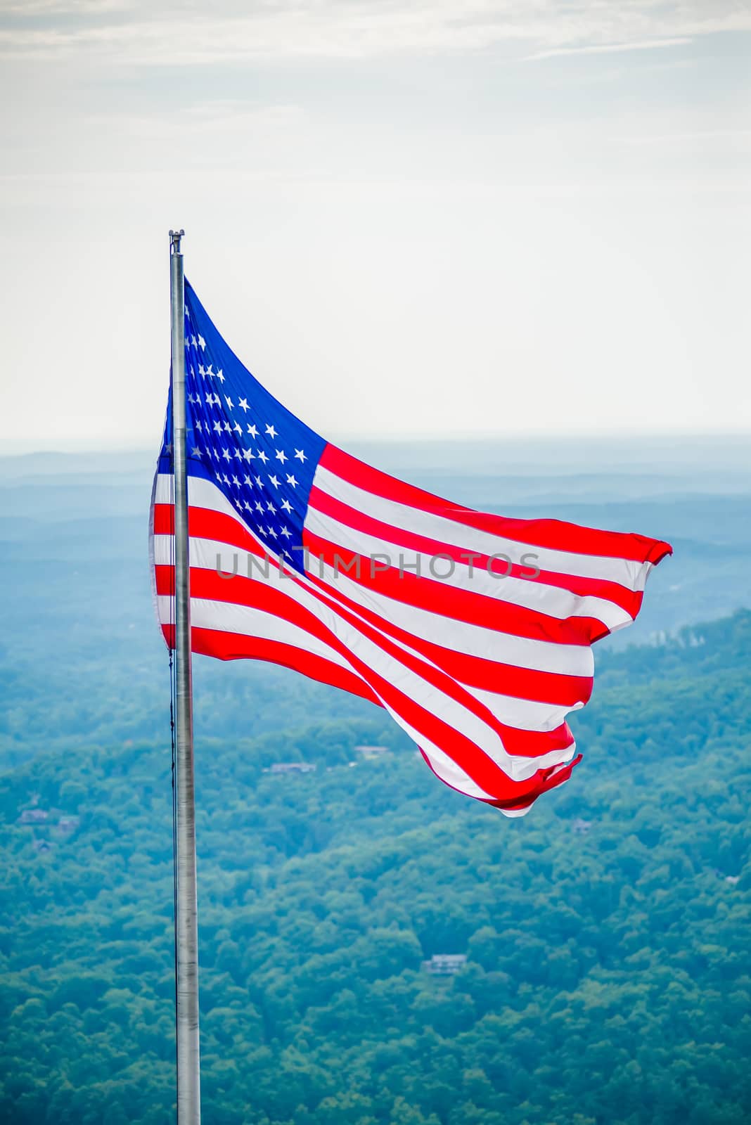 chimney rock and american flag by digidreamgrafix