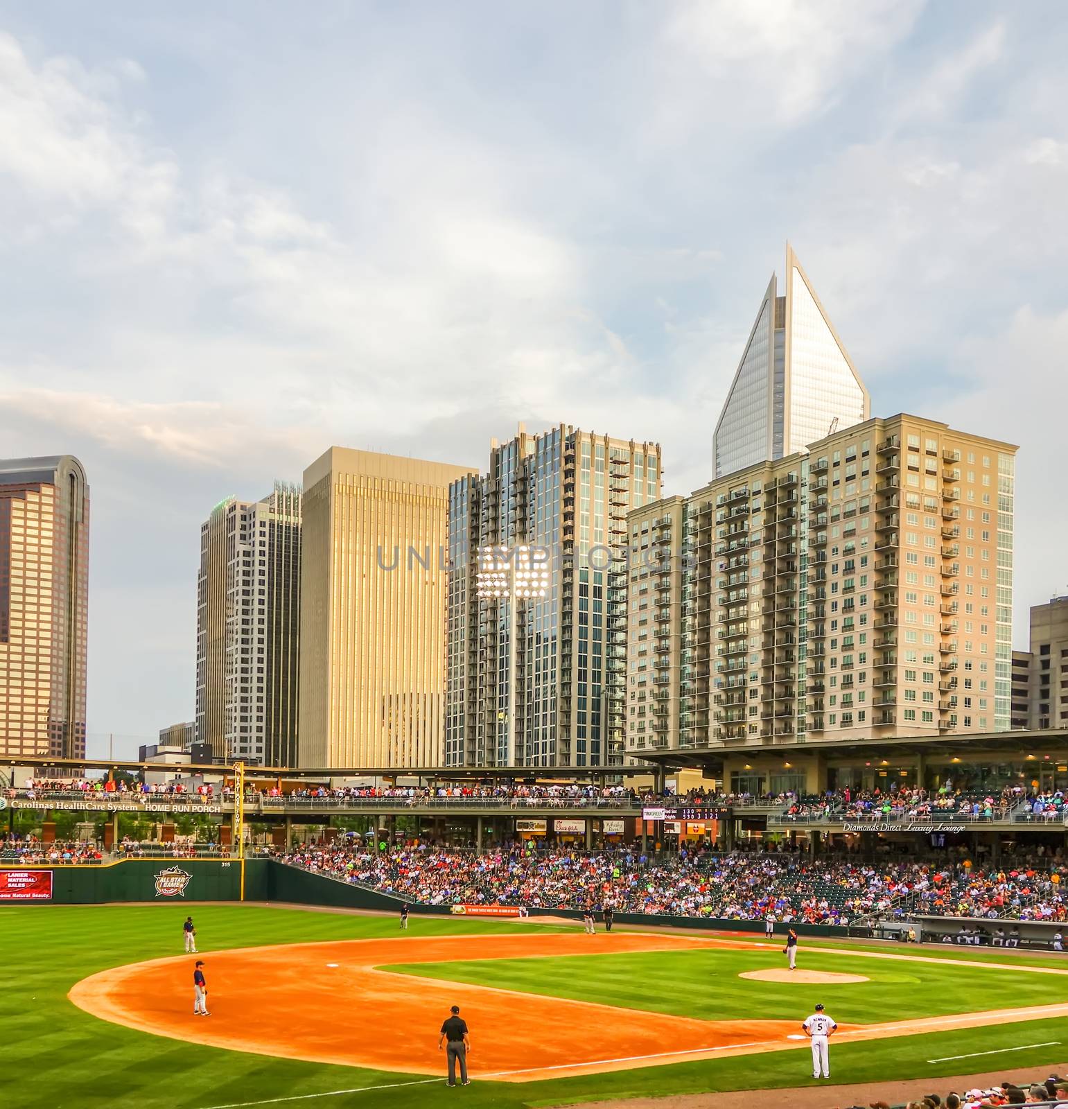 charlotte north carolina city skyline from bbt ballpark