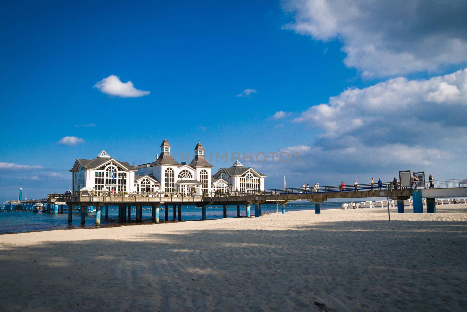 The pier of Sellin in Ruegen at blue sky