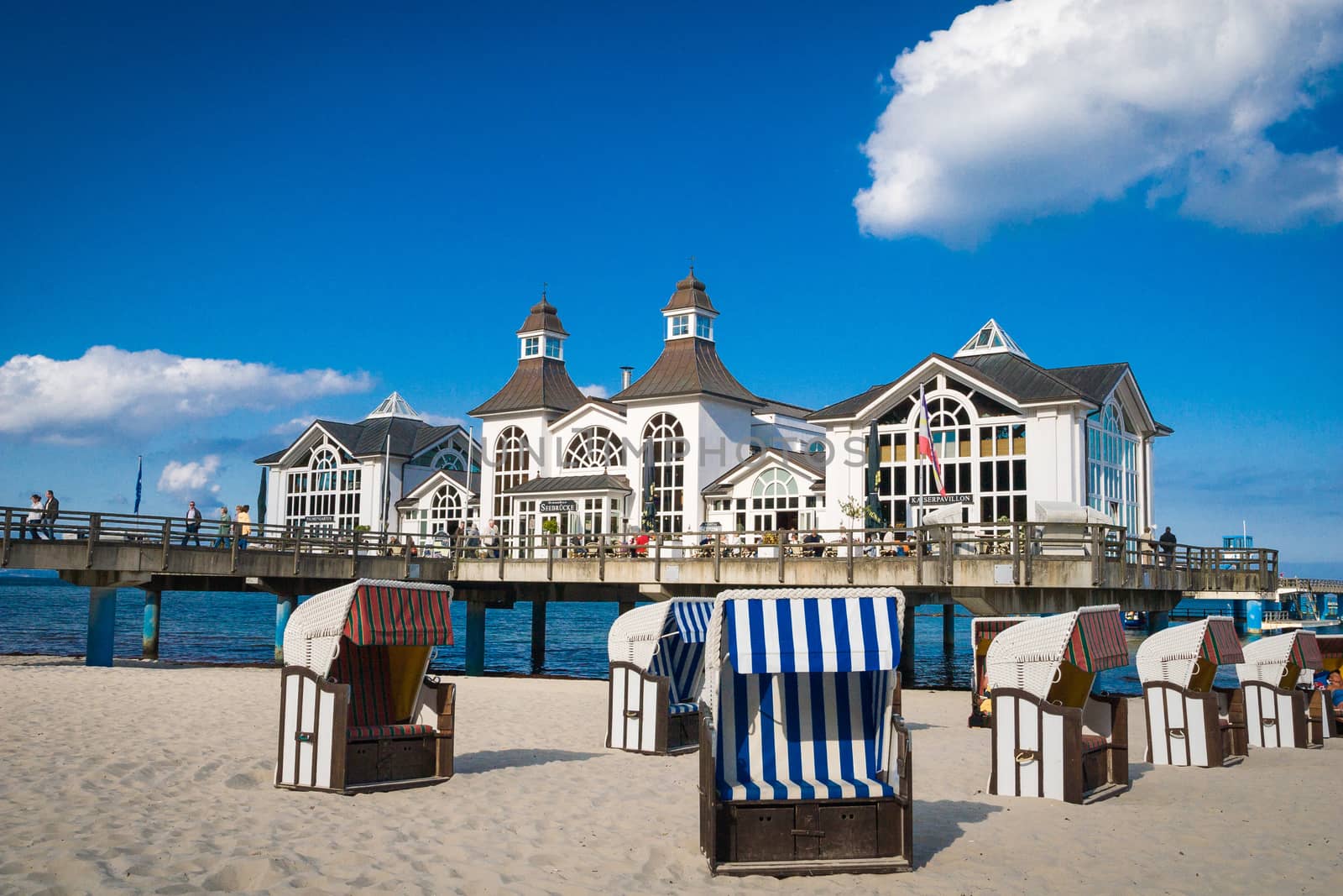 The pier of Sellin in Ruegen at blue sky