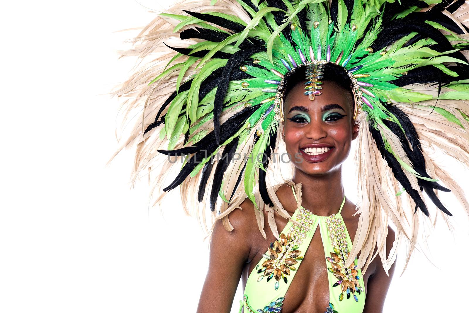 Closeup of woman samba dancer. by stockyimages