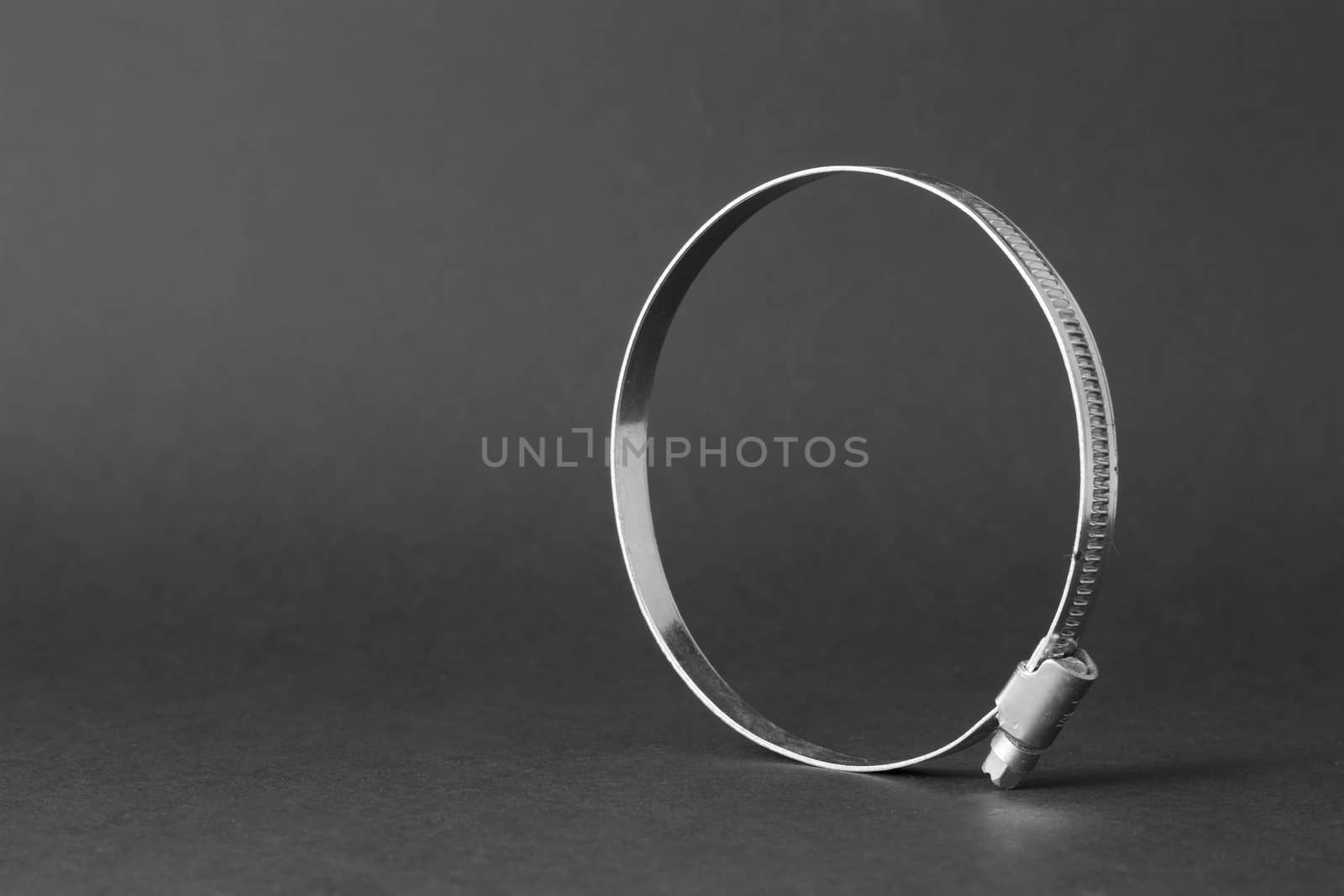 Cable tie isolated on a grey background