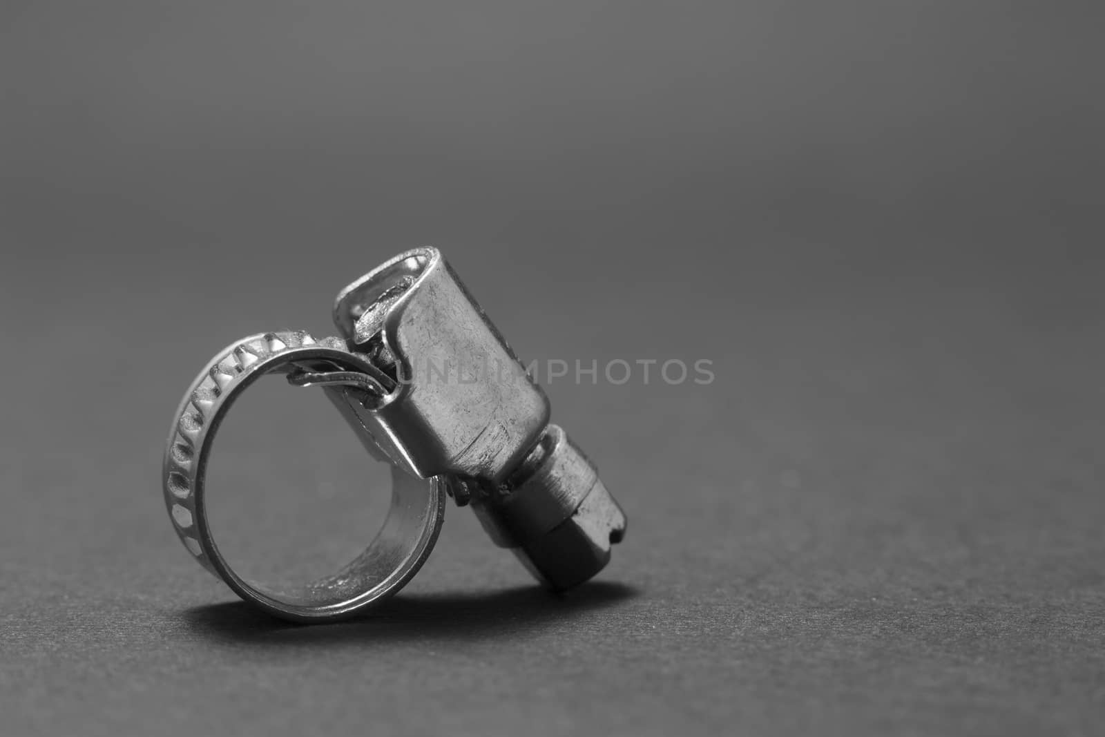 Cable tie isolated on a grey background