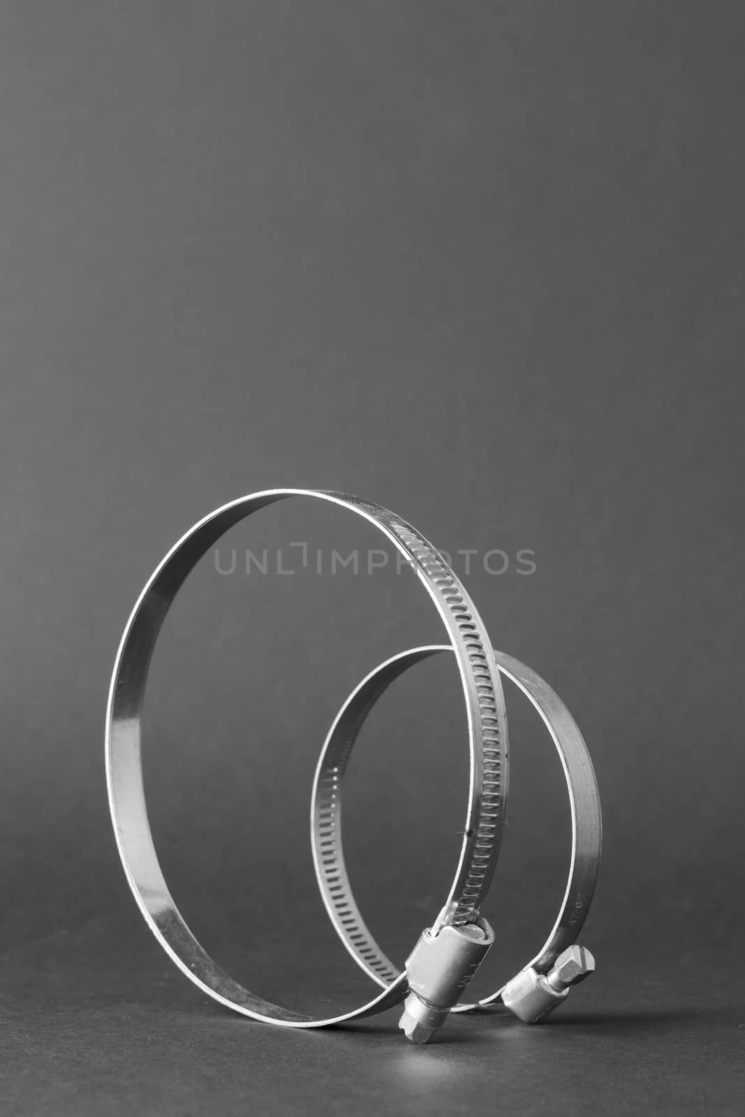 Cable ties isolated on a grey background