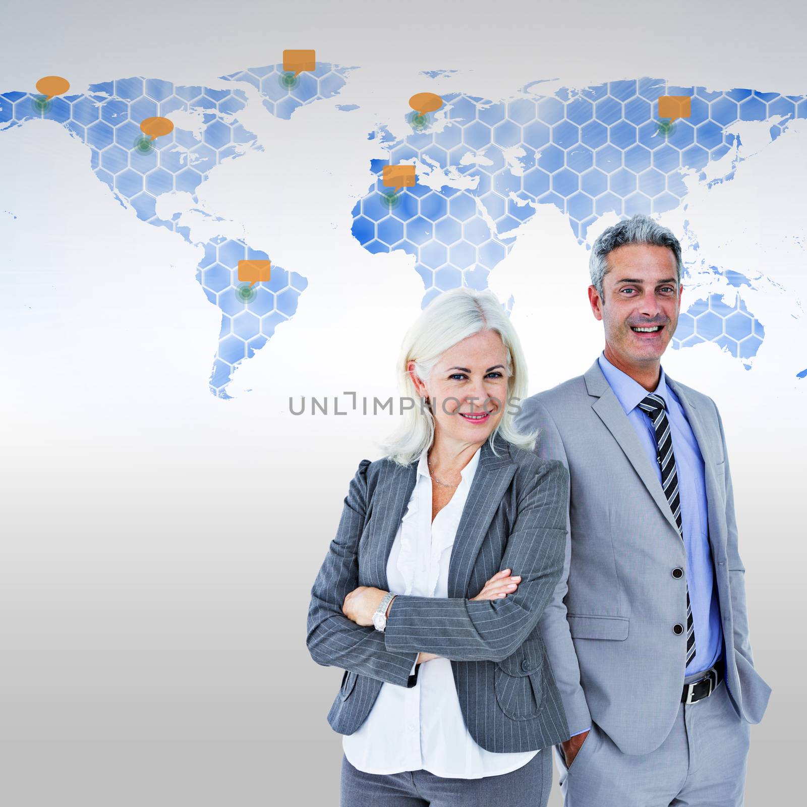 Composite image of  smiling businesswoman and man with arms crossed by Wavebreakmedia