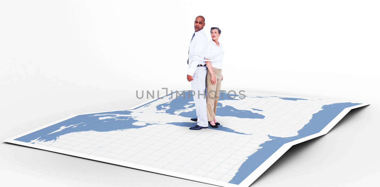 Composite image of business people standing back to back by Wavebreakmedia