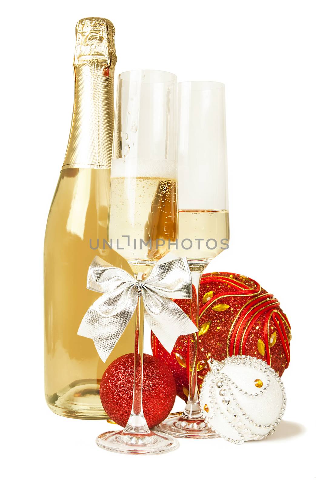 Champagne sparkling wine and new year composition by RawGroup