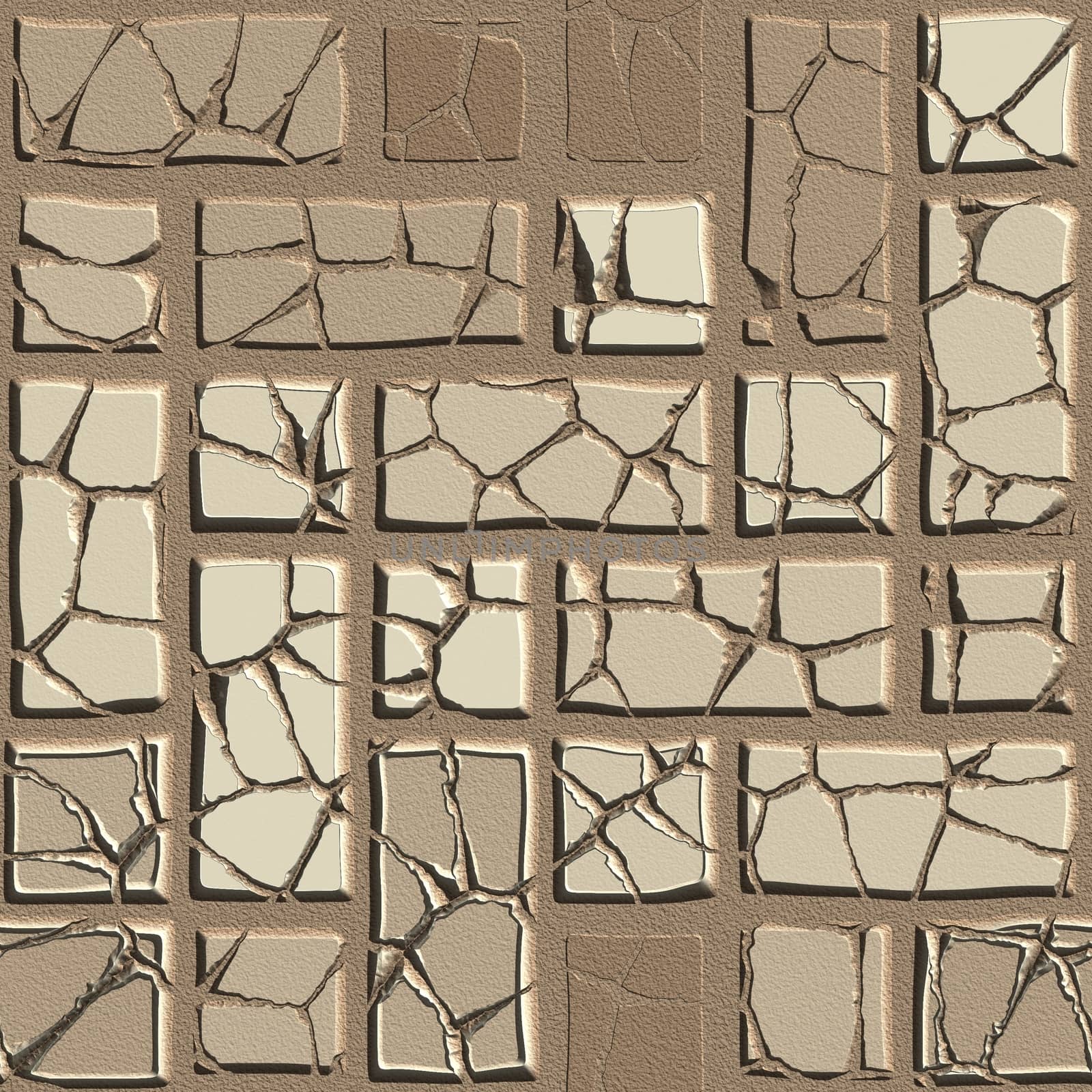 Cracked stone pavement seamless tileable decorative background pattern.