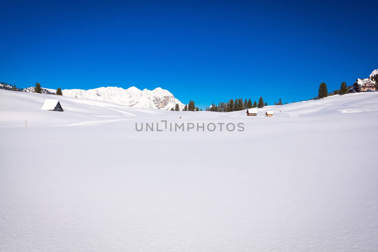 Winter landscape in South Tyrol with a lot of snow