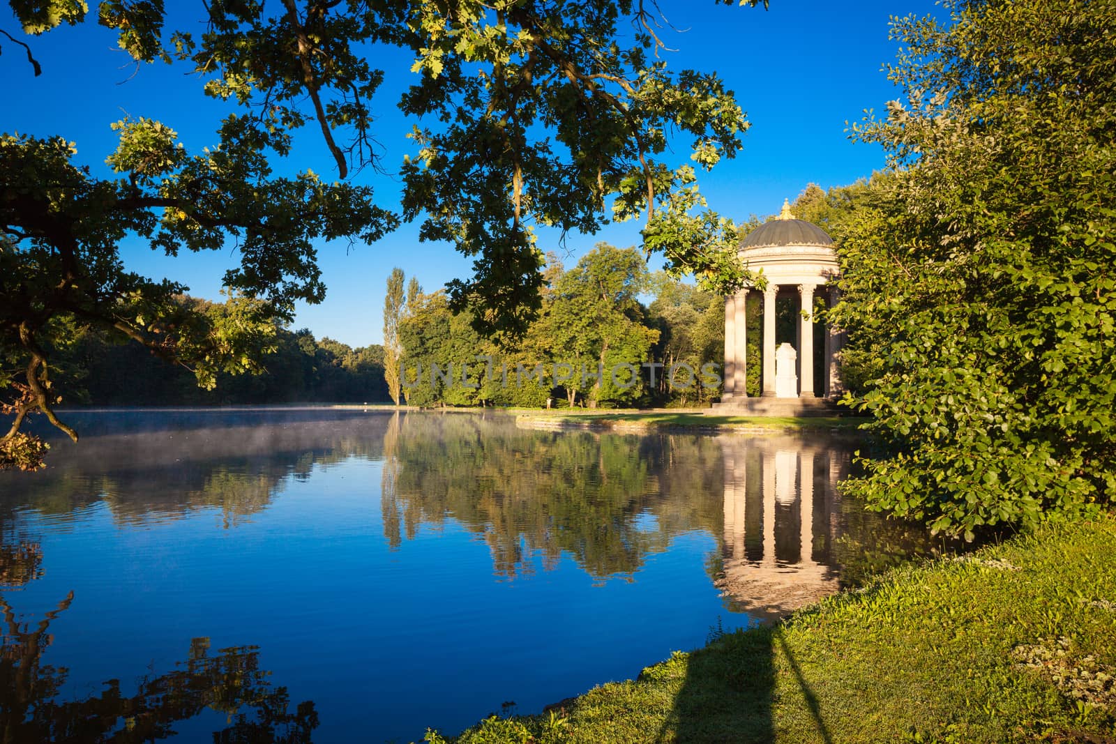 Pavillon on a lake in park of Nymphenburg palace