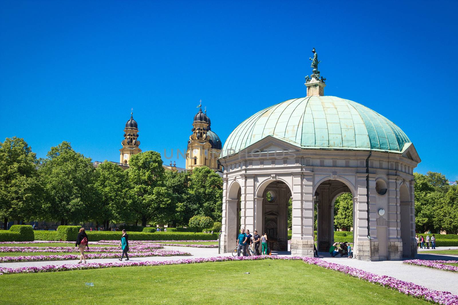 Historic park in Munich Hofgarten, the garden of the Munich residence