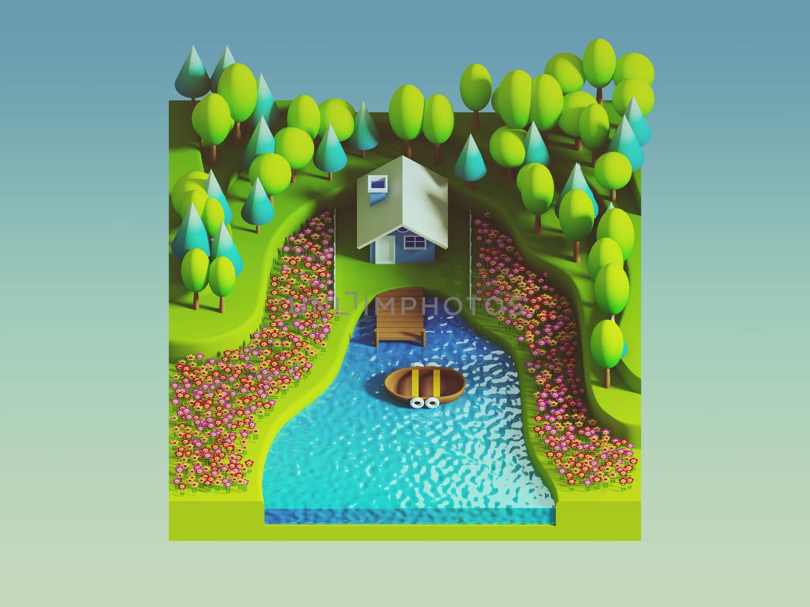 green earth concept in isometric view