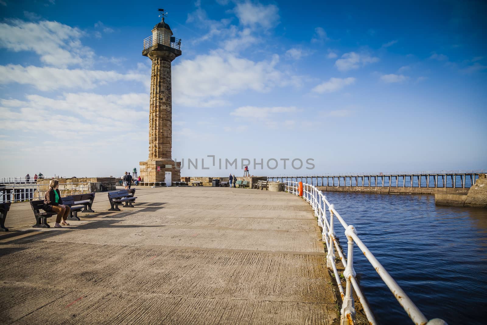 The harbour and lighthouses of Whitby