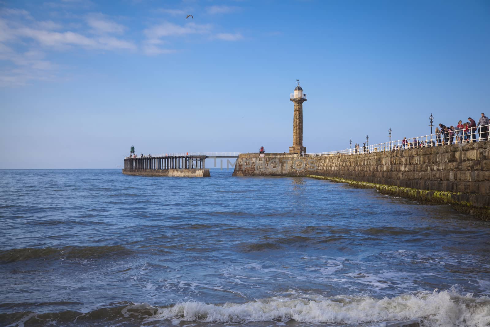 The harbour and lighthouses of Whitby