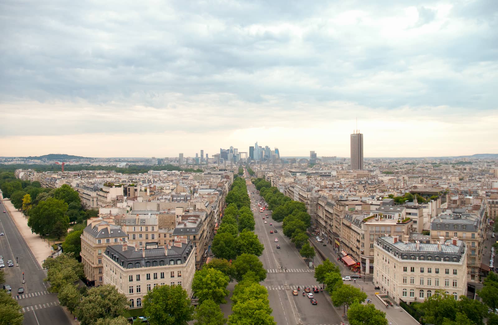 erial view of the Avenue of the Great Army and the modern district of La Defense.