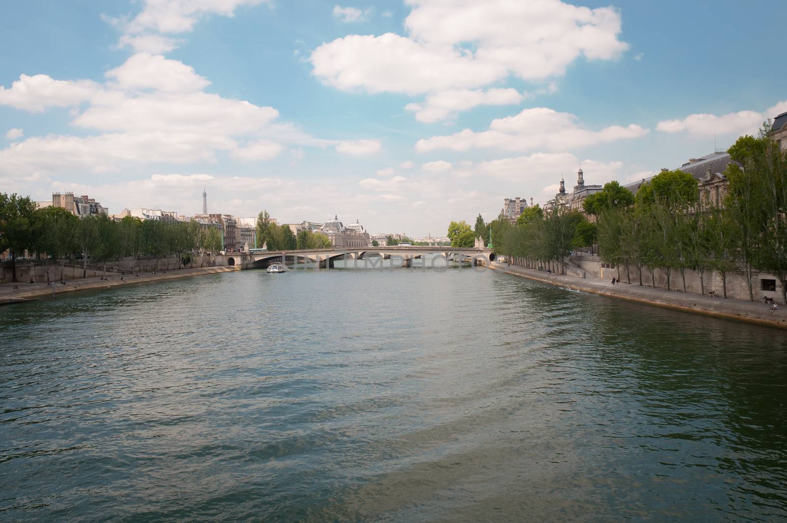 Pont du Carrousel in Paris from Seine river, Paris - France