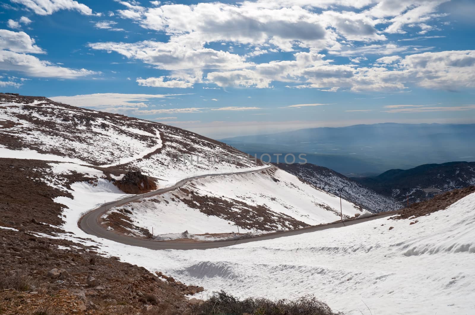 Mountain road in winter. Israel.