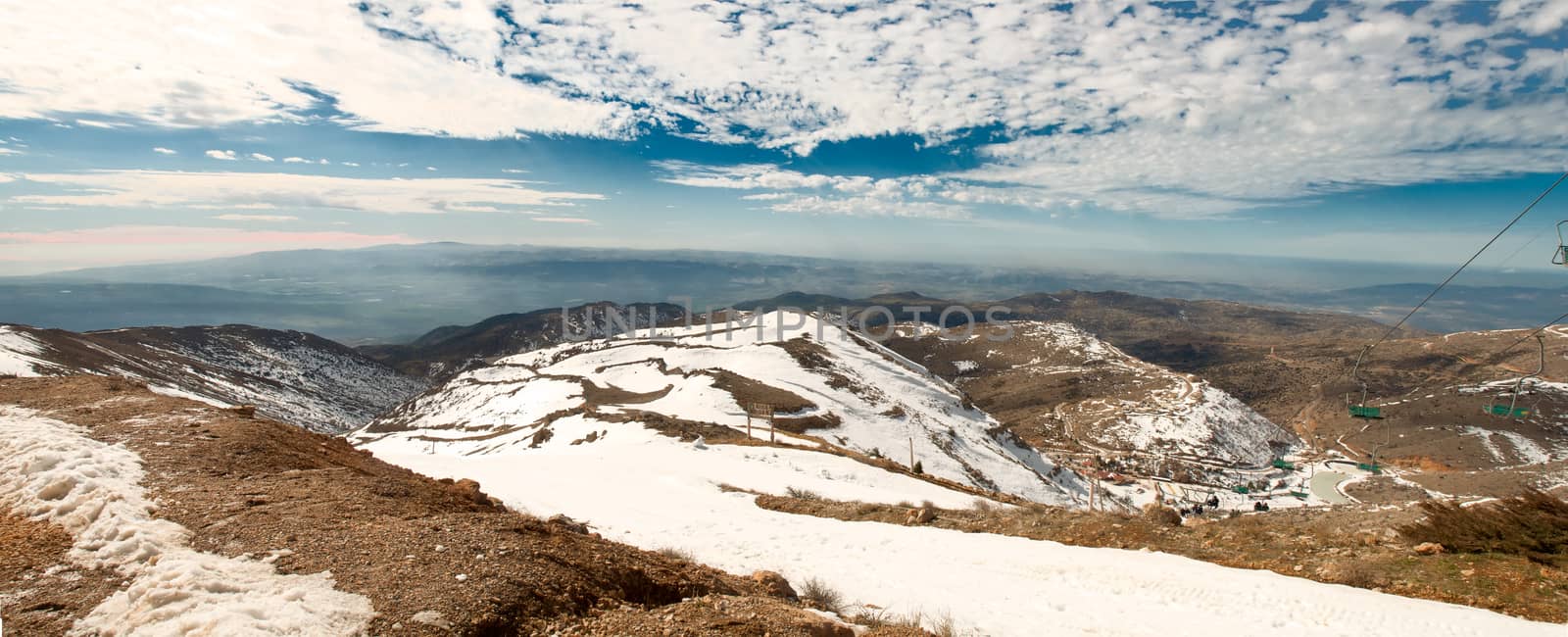 Panorama of Mount Hermon in the winter .Israel.