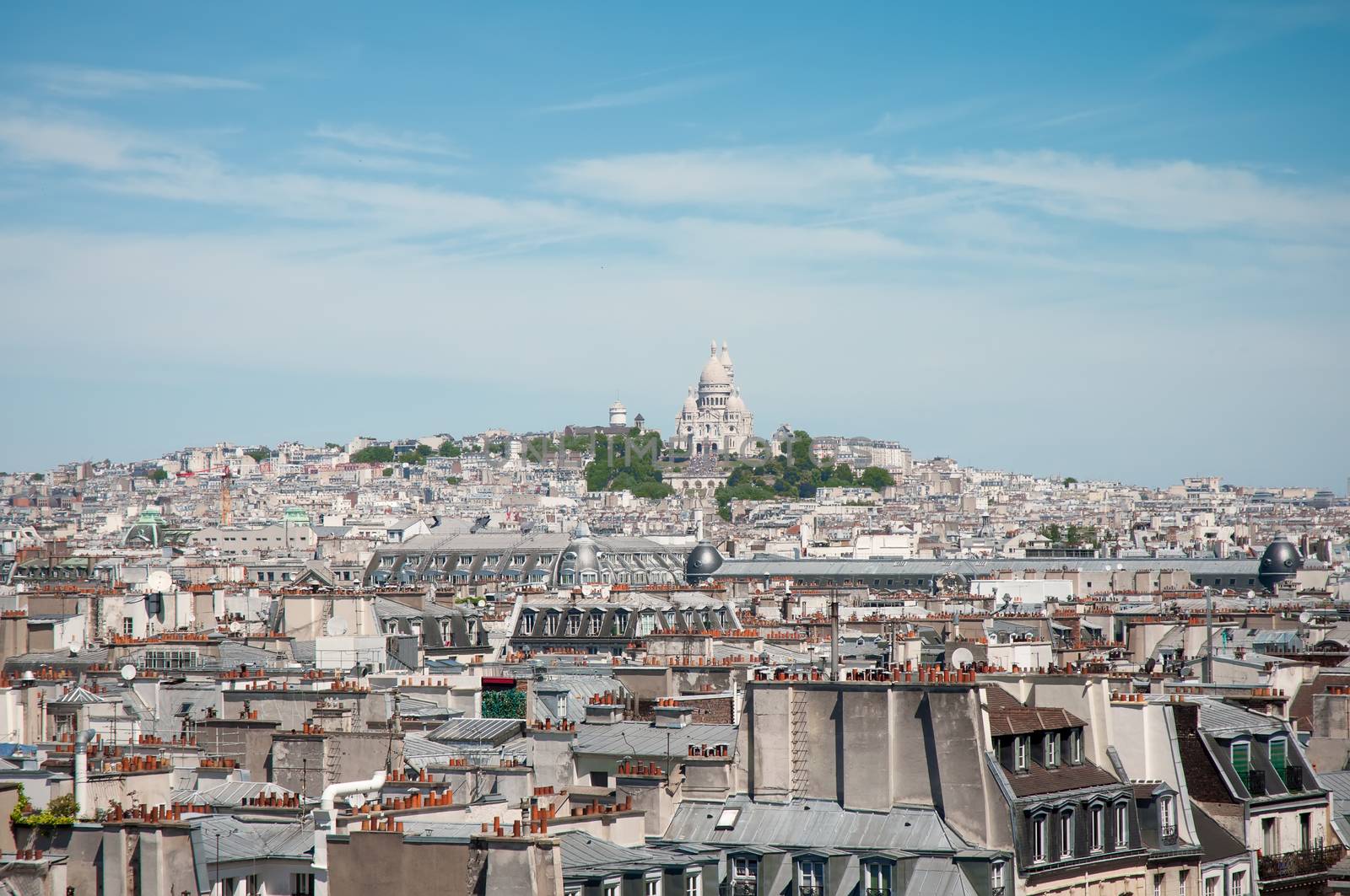 Sacre Coeur Chruch situated in a commanding position over Paris.