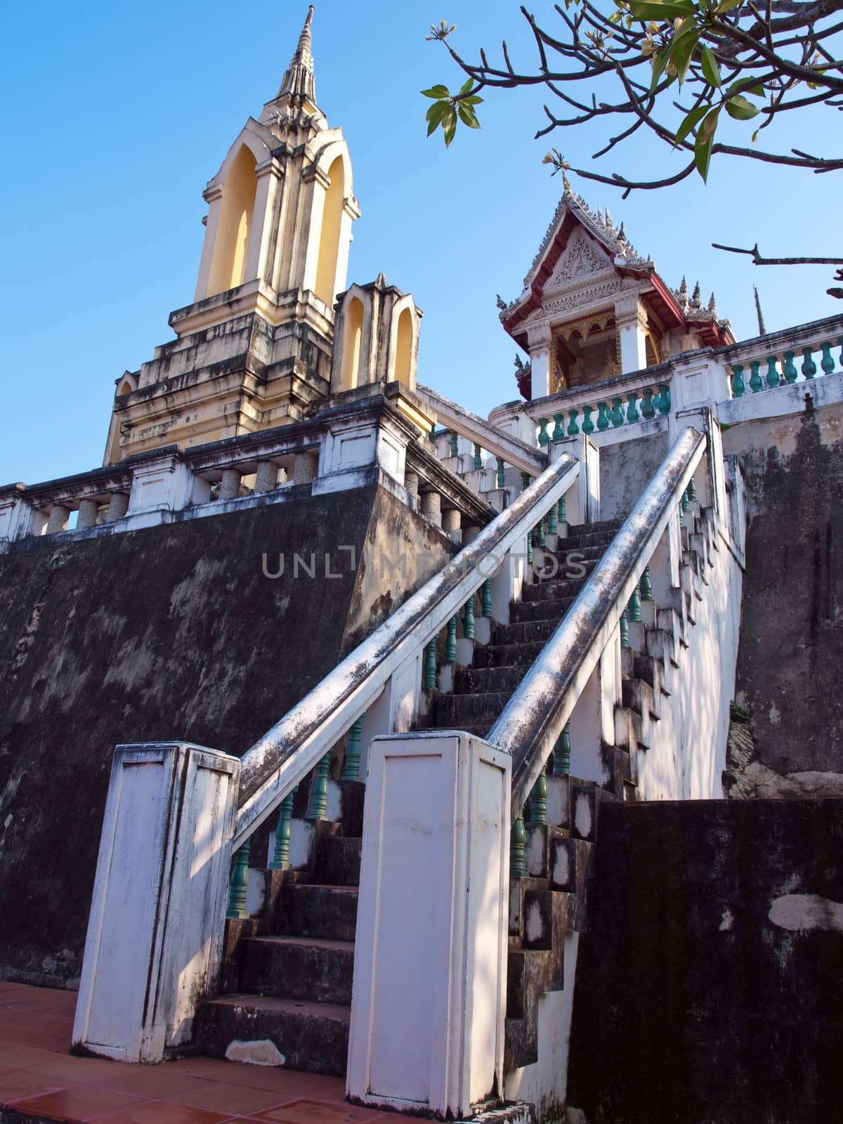 Staircases to Wat Phra Kaew in Khao Wang(Phra Nakhon Khiri Historical Park, Holy City Hill), Old King Palace, Petchaburi, Thailand