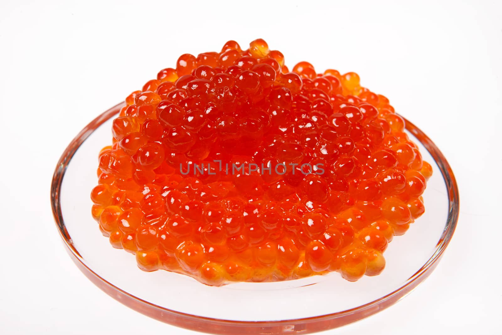 Red caviar on an isolated studio background