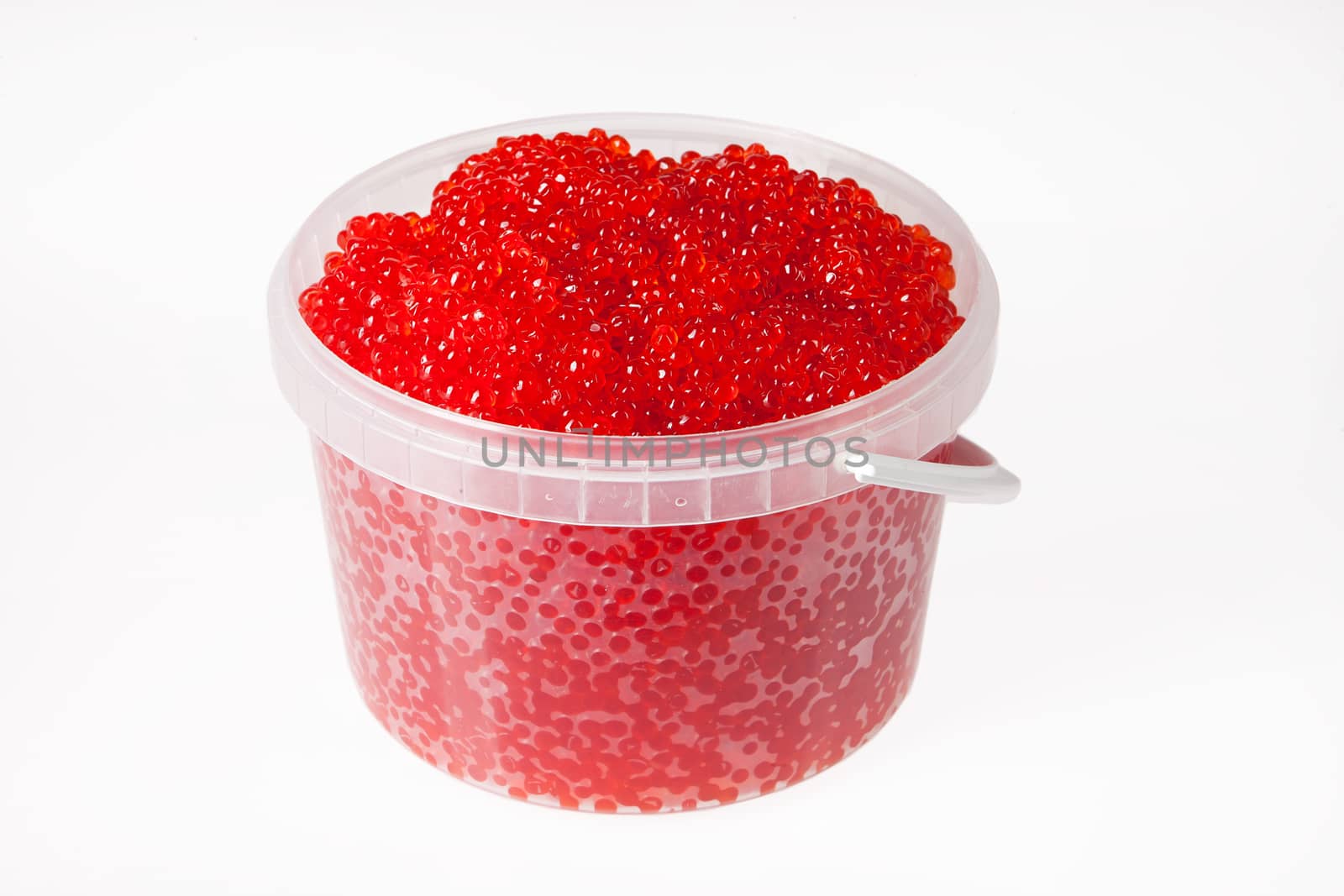Red caviar on an isolated studio background