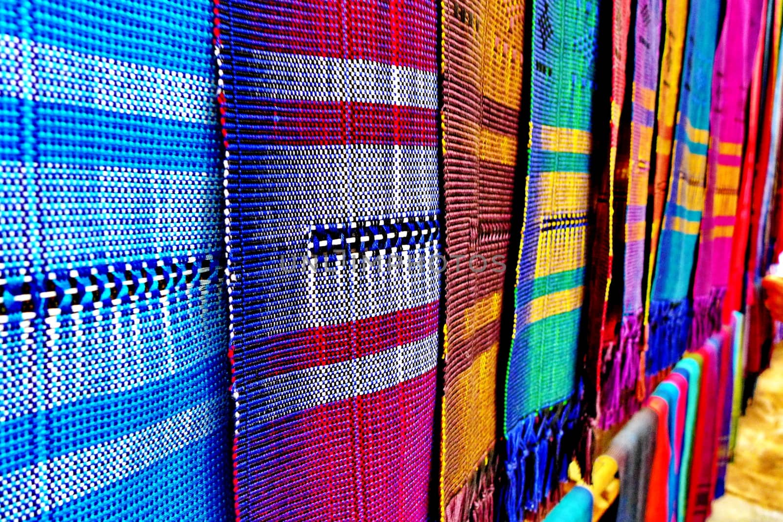 Colorful thai native fabric in chiangmai, Thailand