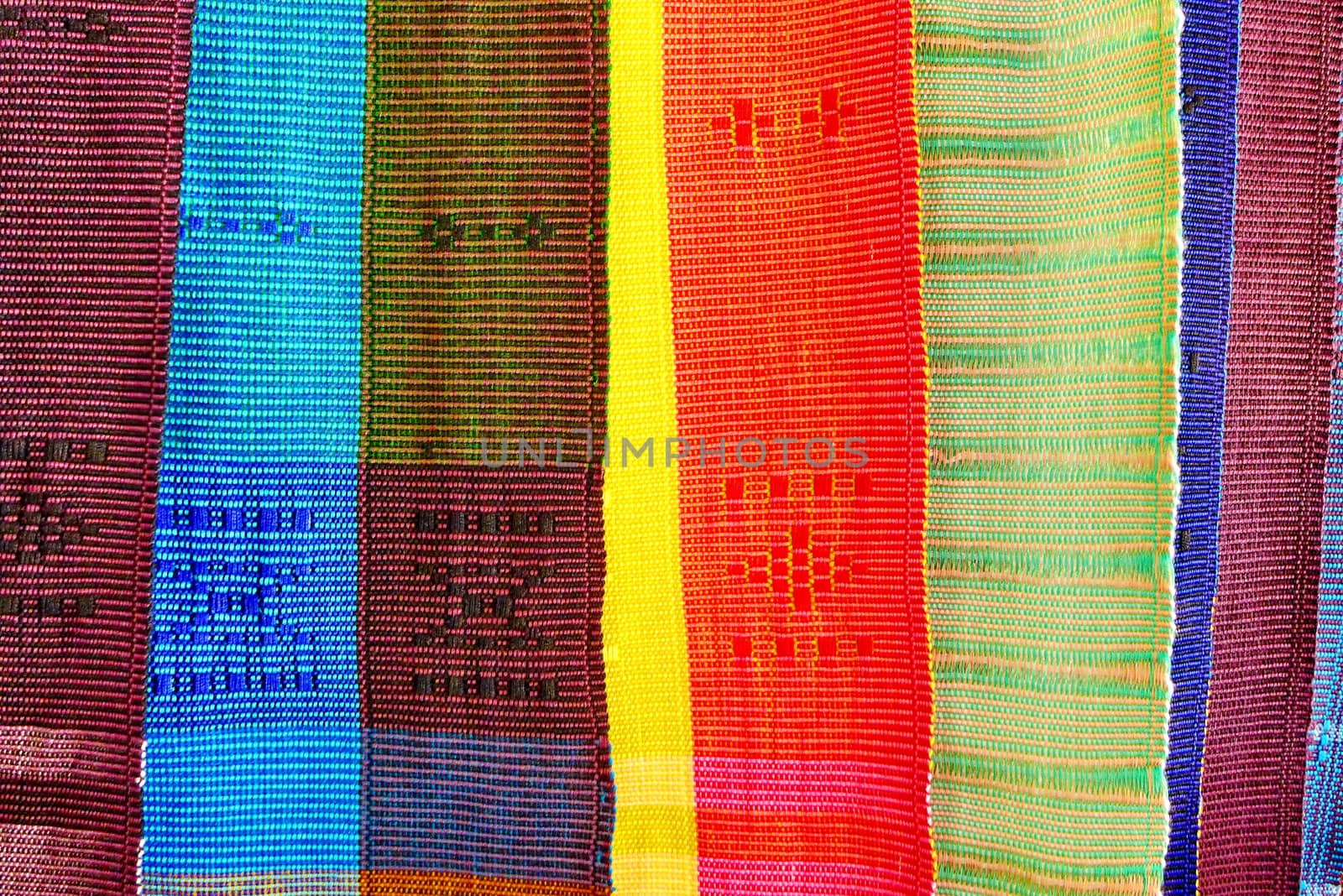 Colorful thai native fabric in chiangmai, Thailand