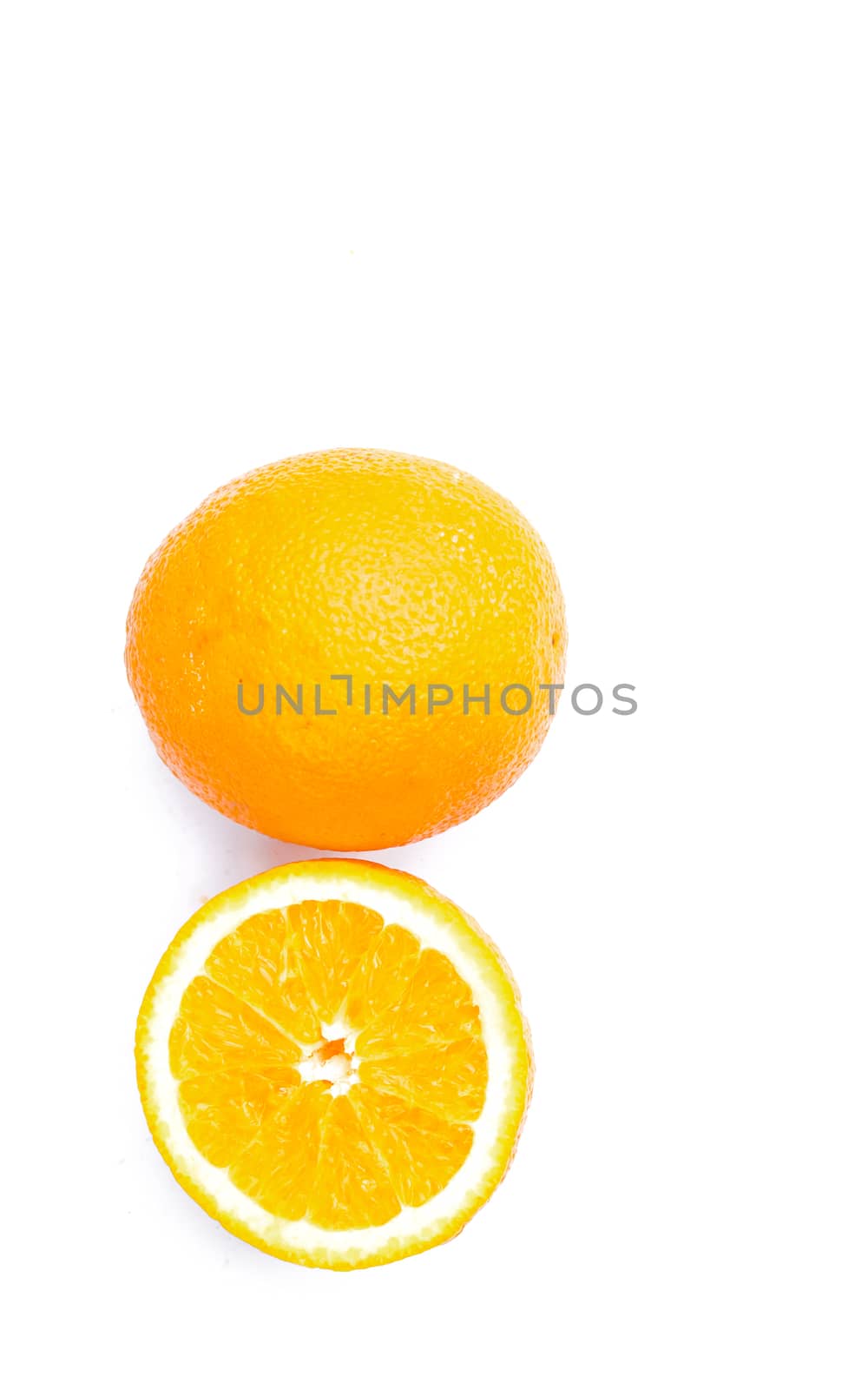 Orange fruit on white background.