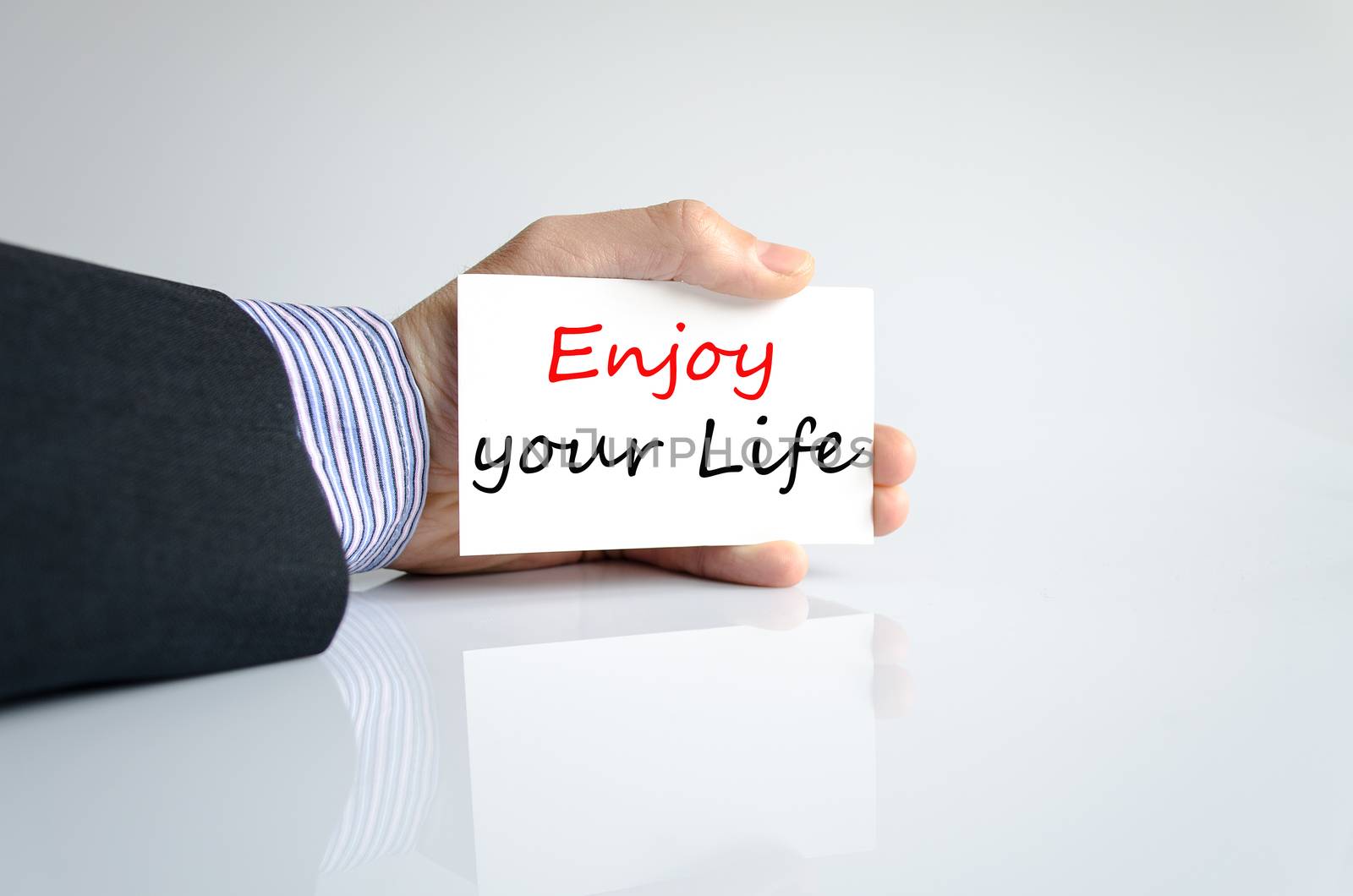 Enjoy your life text concept isolated over white background