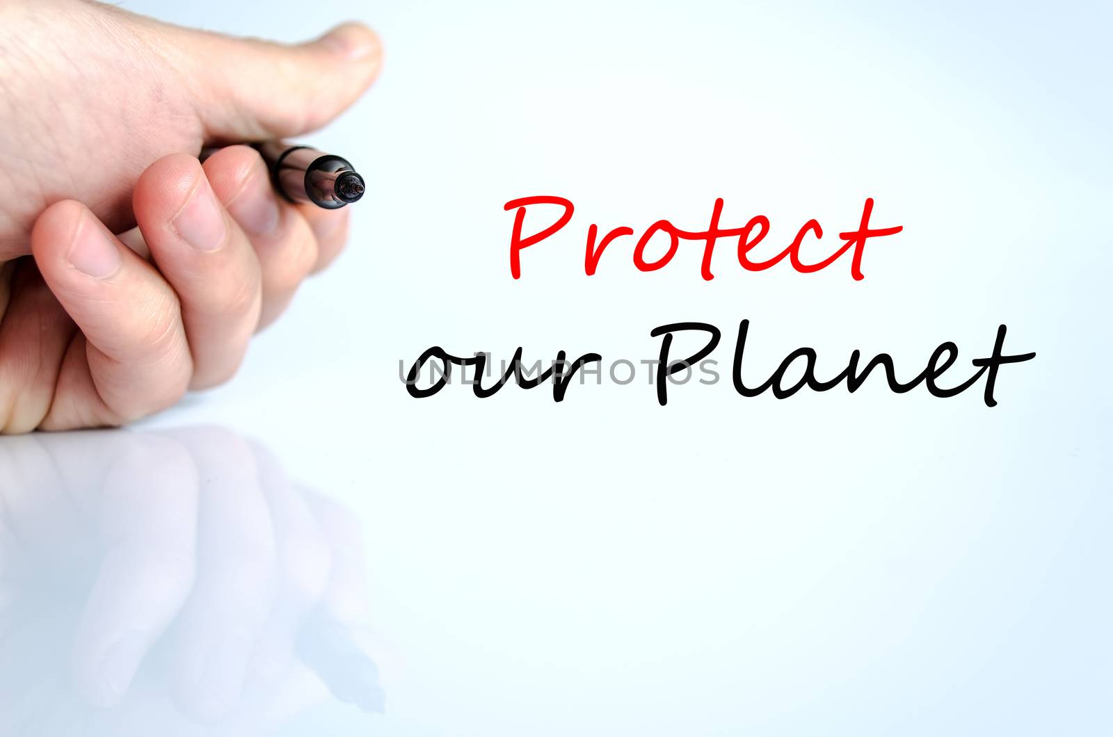 Protect our planet text concept isolated over white background