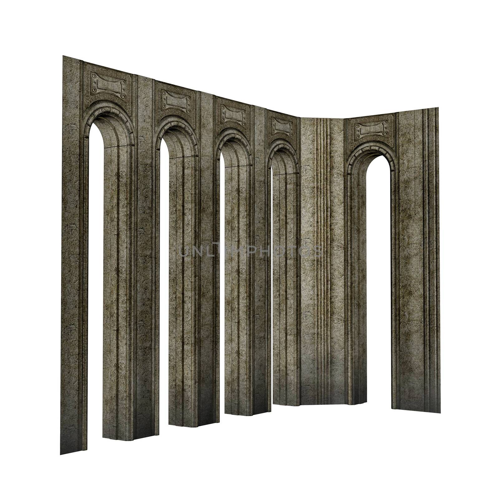 Arch pillars isolated in white background - 3D render