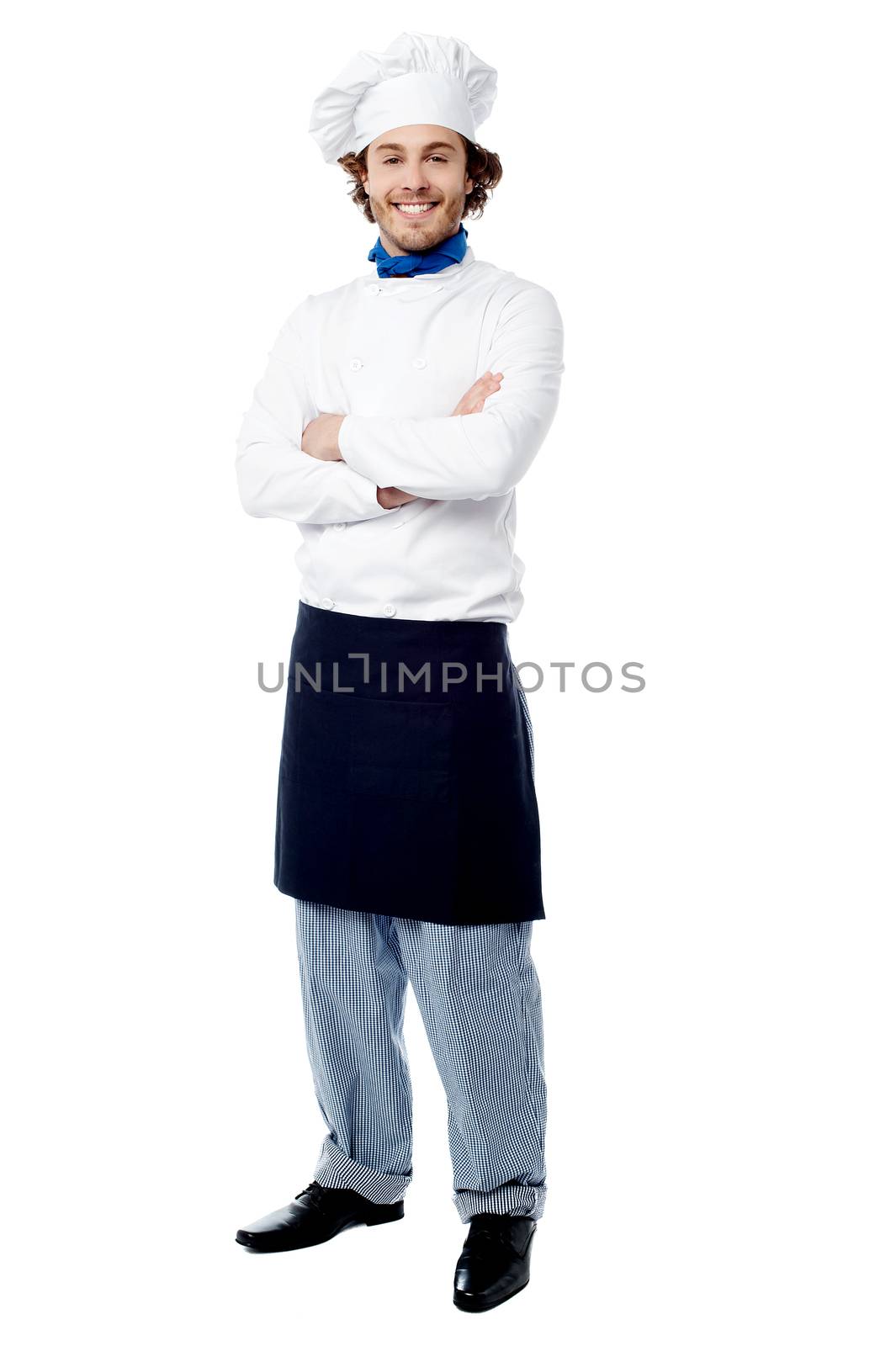 Confident happy male chef posing to camera 