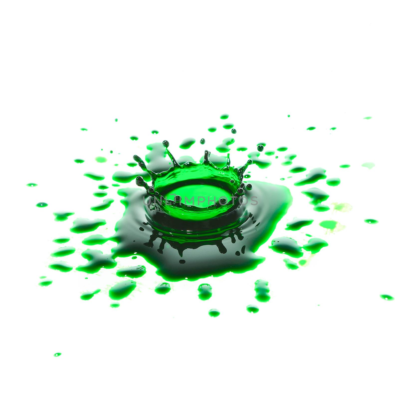 Colorful green splashing isolated on white background