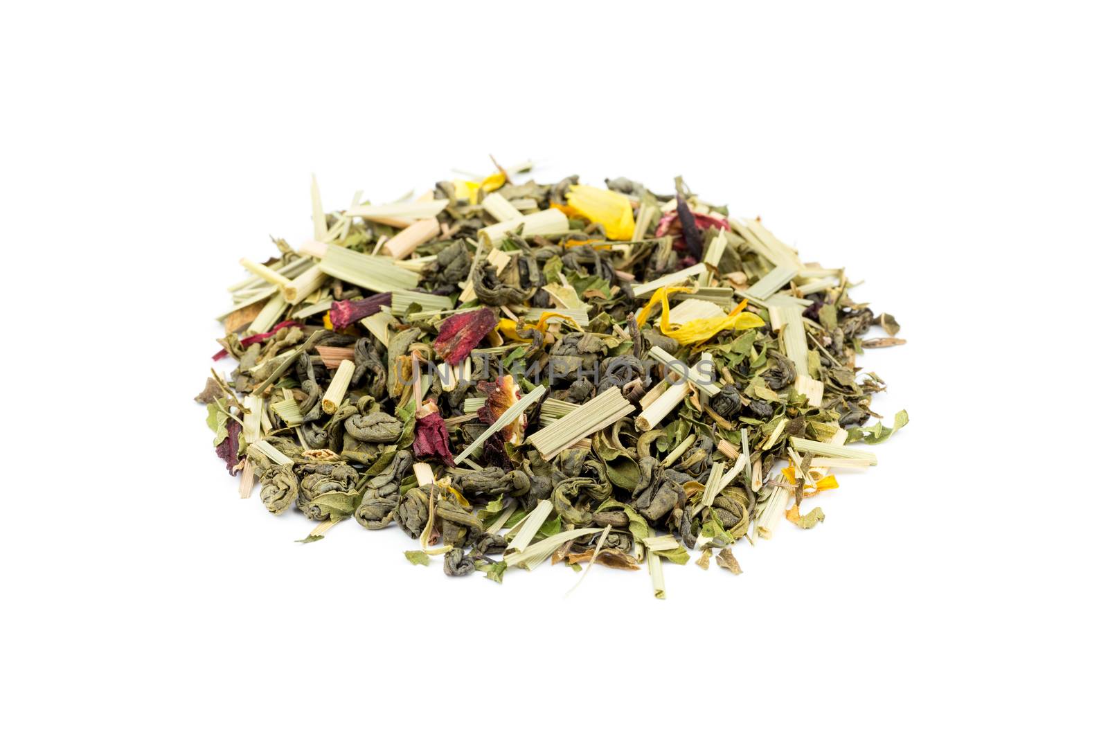 Heap of loose green tea rise and grind by BenSchonewille