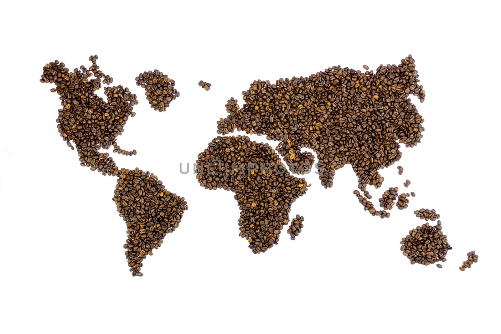 World map filled with coffee beans by BenSchonewille