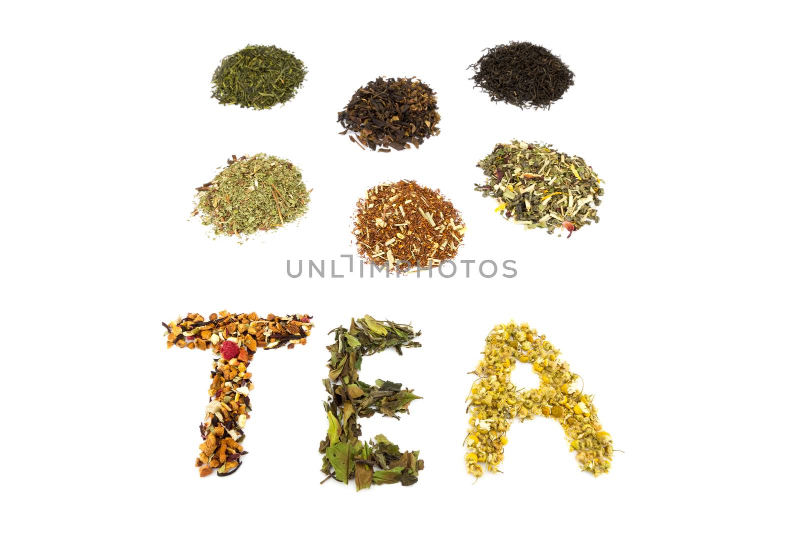 Word TEA with various flavors by BenSchonewille