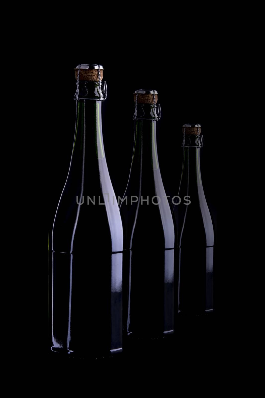 wine bottle on black by panuruangjan