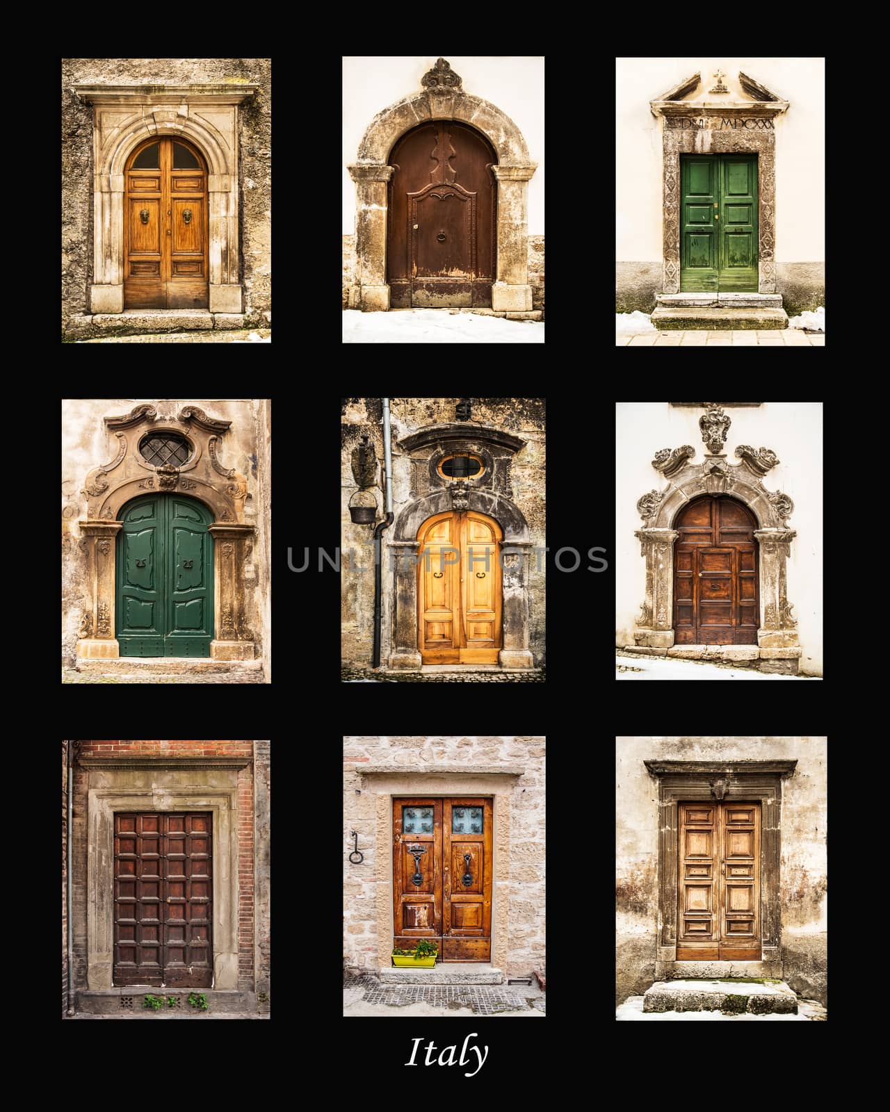 group of italian old doors