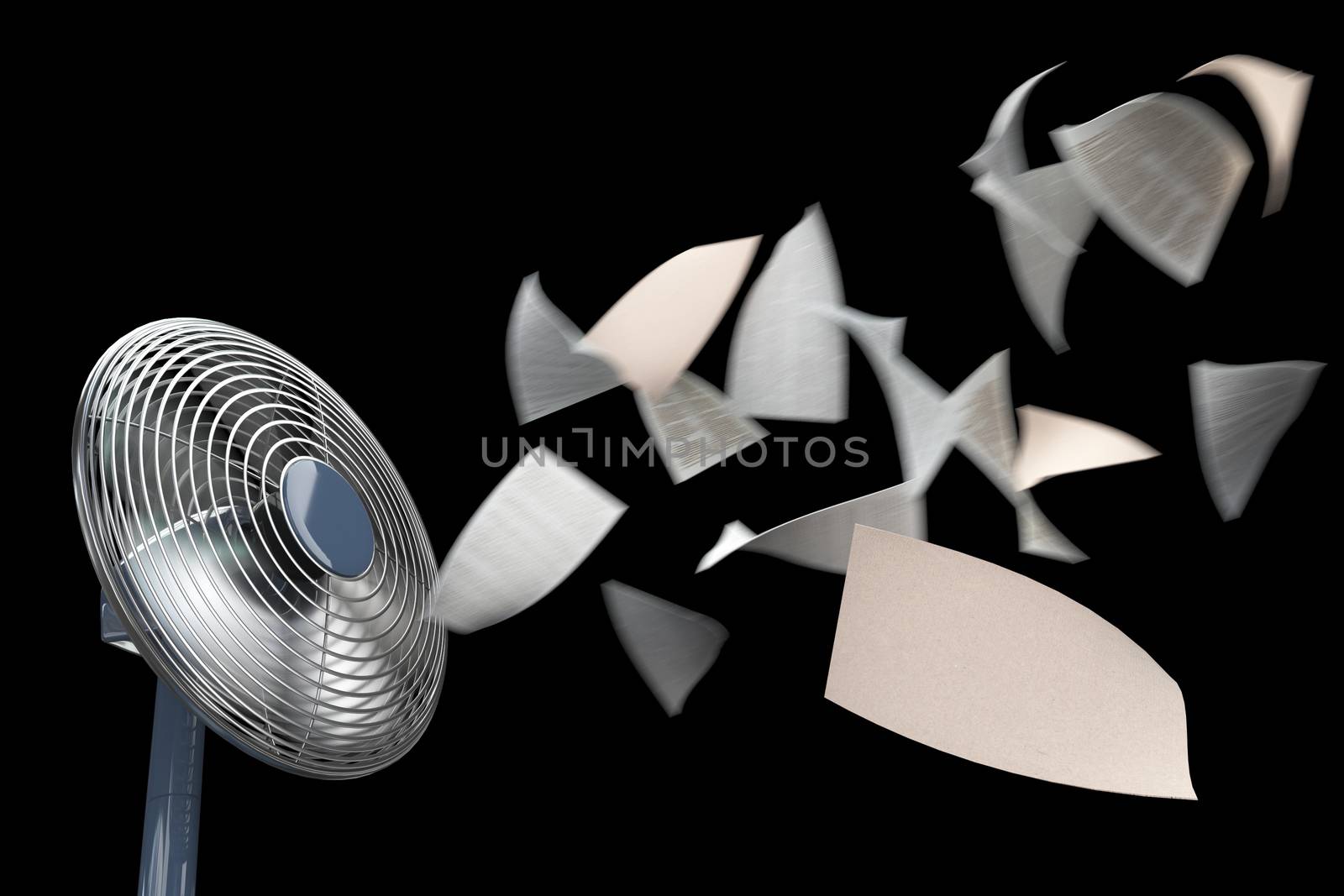 fan and winding paper concept background on isolate black by denisgo