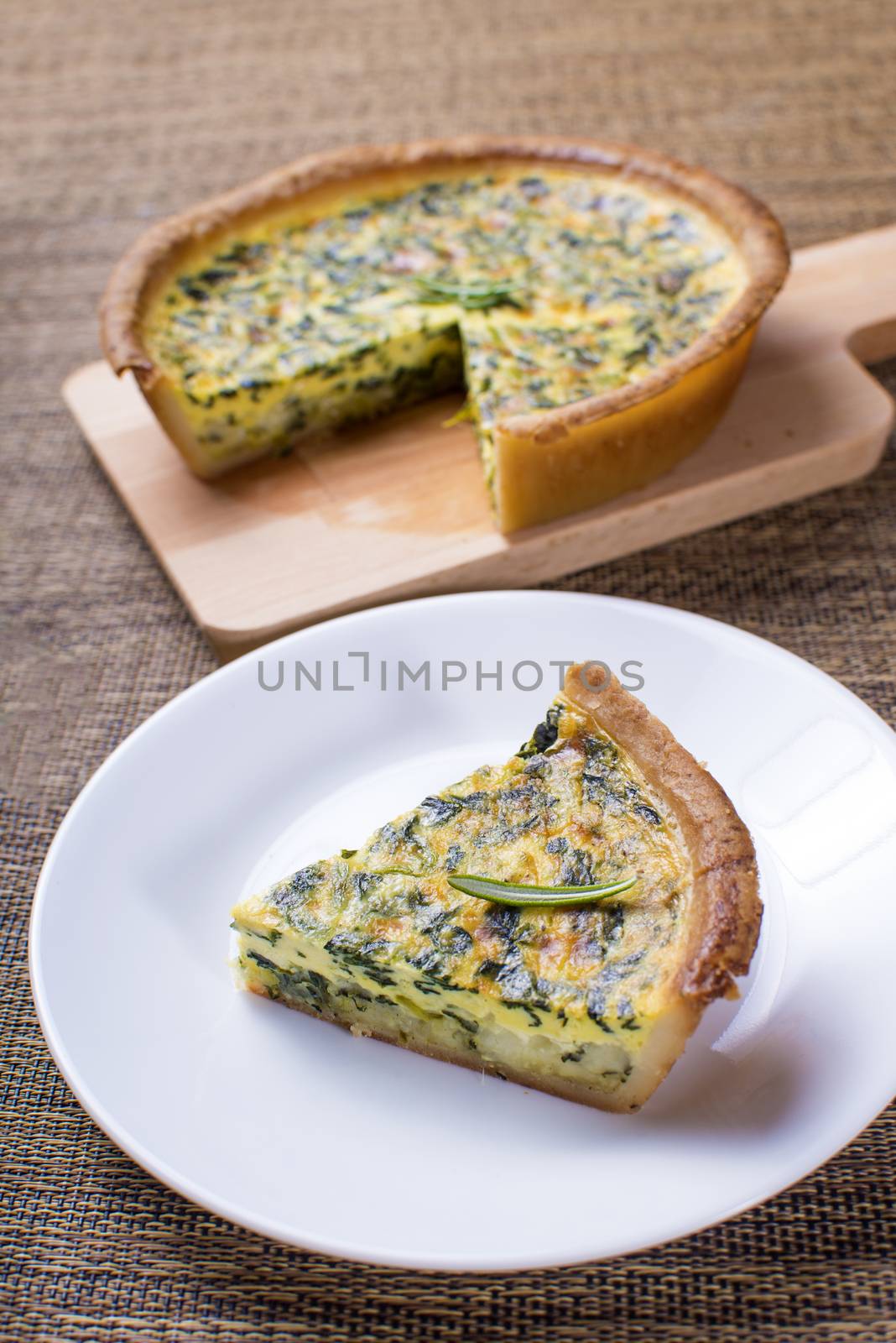 Spinach quiche portion by rgbspace