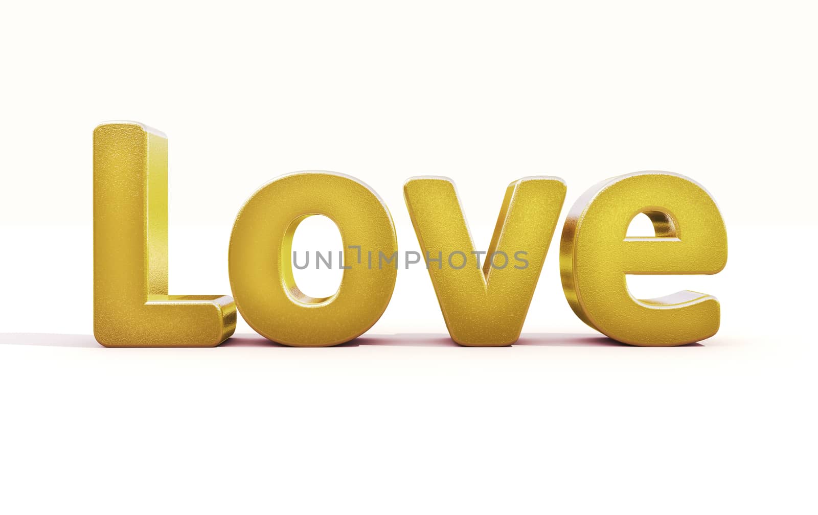 3d golden word love in white studio