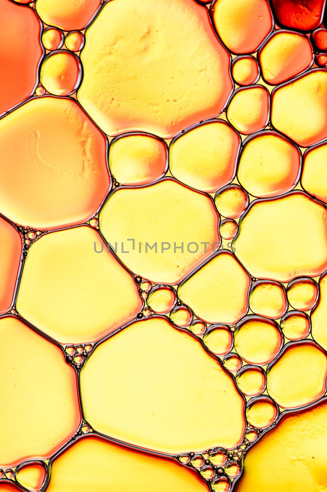 Abstract Colorful reflections on oil and soap bubbles in water