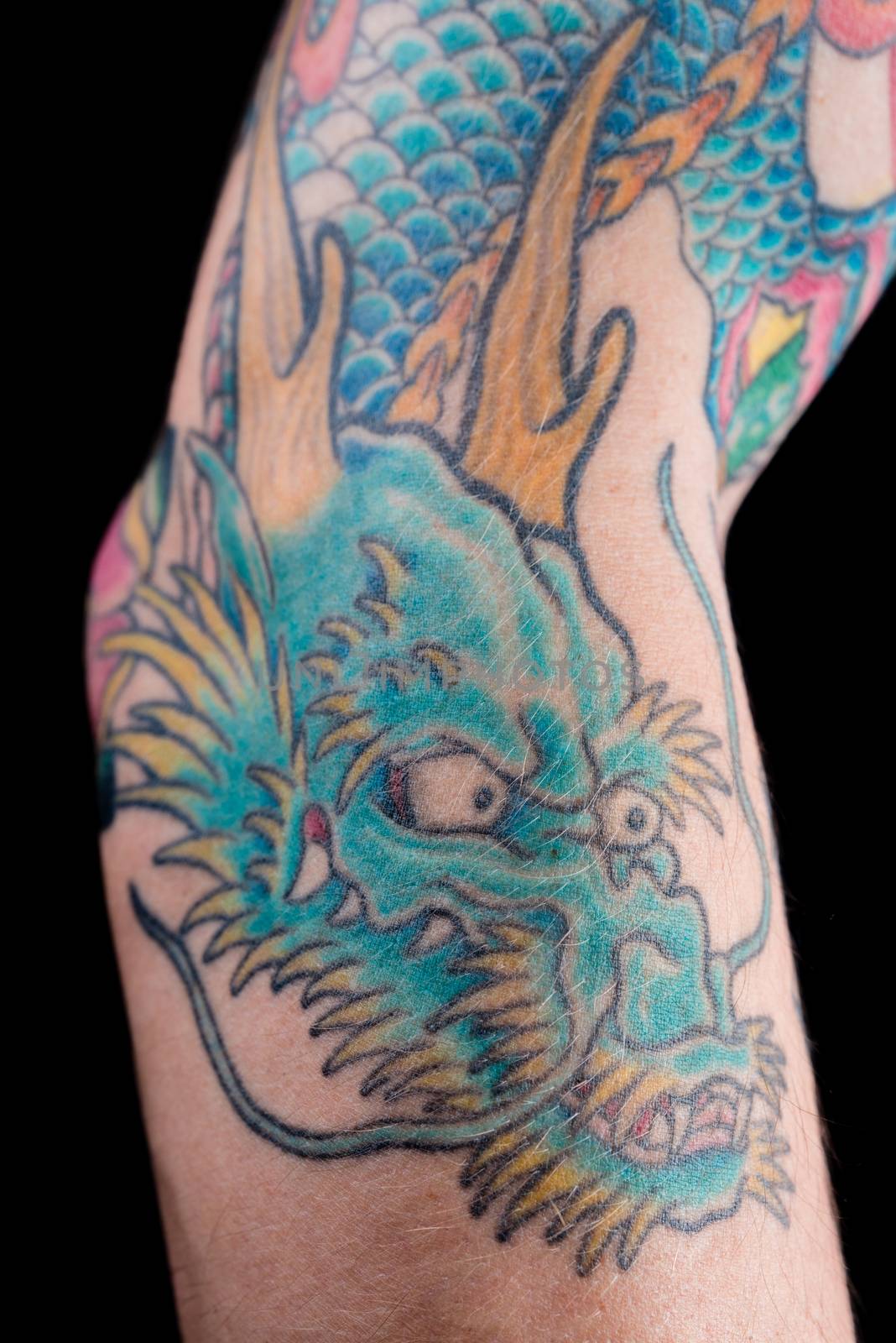 Blue Dragon Tattoo on Arm by justtscott