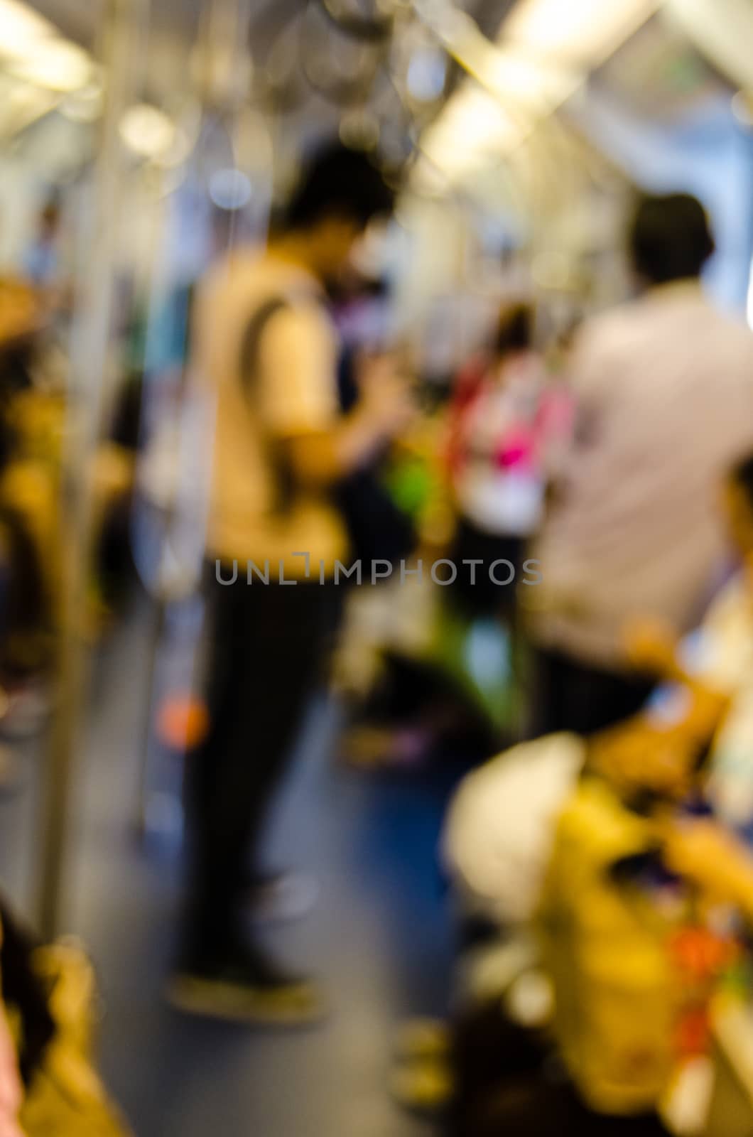 blurred metro scene in a big city in Asia