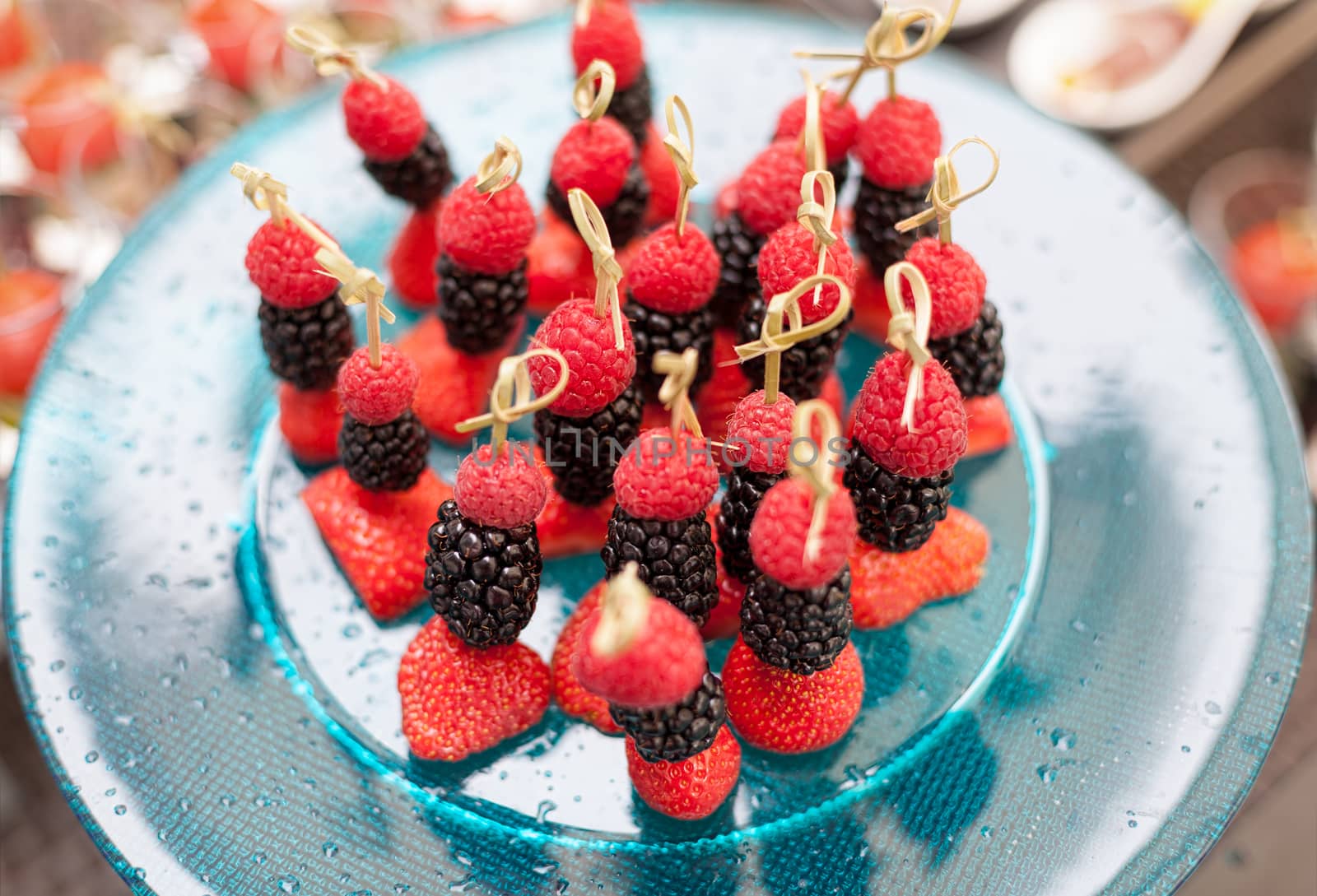 Canape of raspberries, blackberries and strawberries