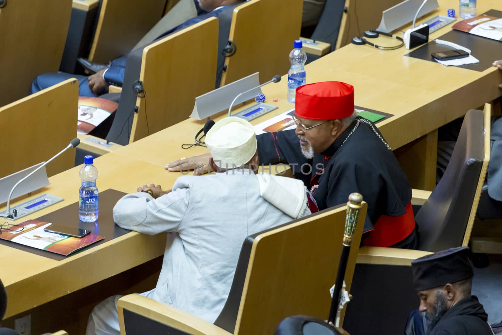 Addis Ababa - July 28: Religions leaders await the arrival of President Obama on July 28, 2015, at the AU Conference Centre in Addis Ababa, Ethiopia.