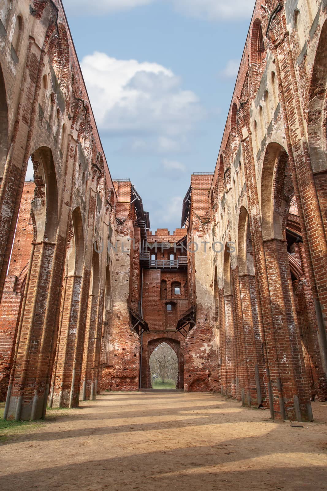 View of the ruins of Tartu Cathedral, completed in 16th century, in Tartu Estonia.