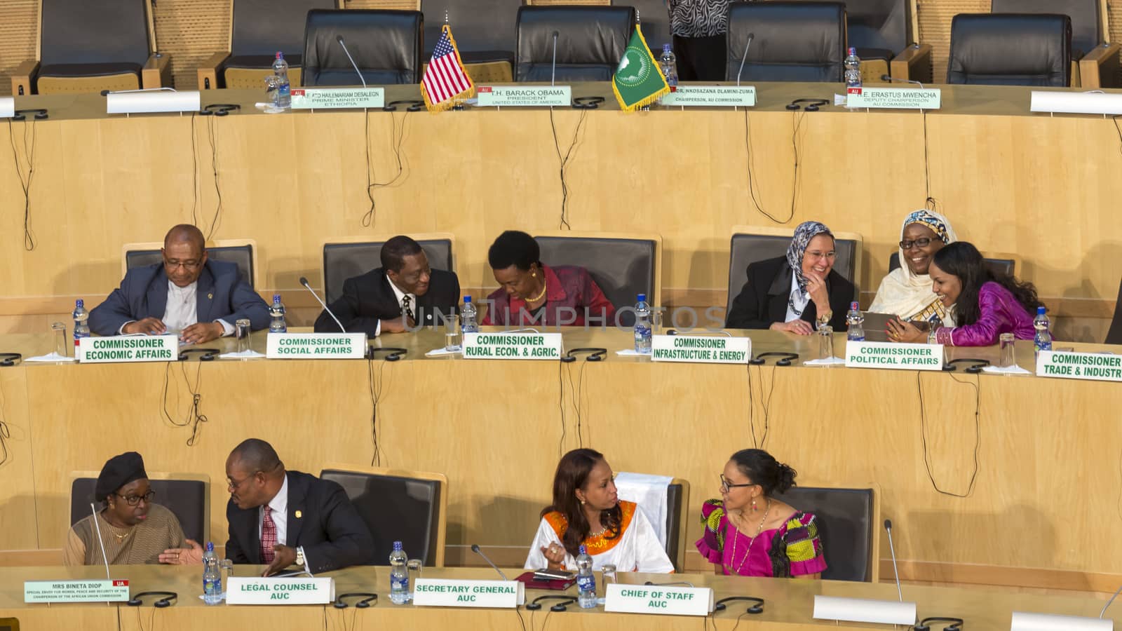 Addis Ababa - July 28: Commissioners and high level delegates of the African Union Commission await the arrival of President Obama on July 28, 2015, at the AU Conference Centre in Addis Ababa, Ethiopia.